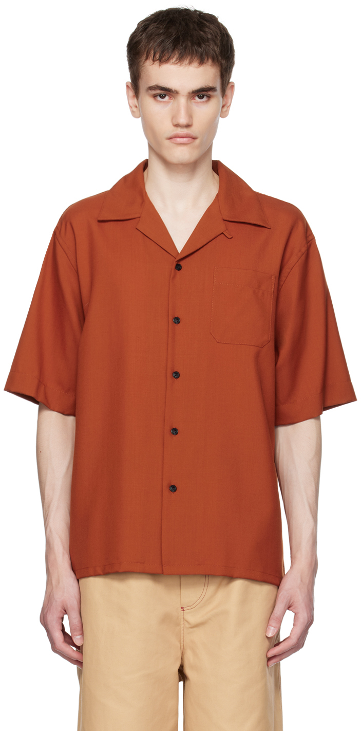 Оранжевая рубашка с нашивками Marni цена и фото