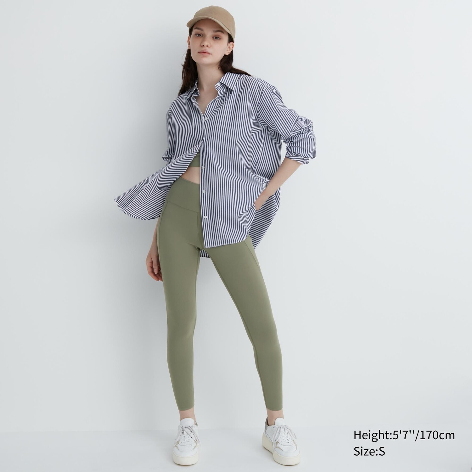 

Мягкие легинсы airism с уф-защитой (с карманами) UNIQLO, оливковый
