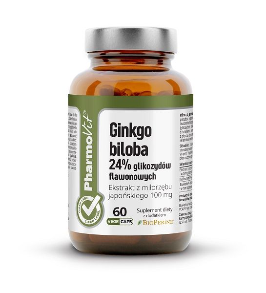 цена Препарат, поддерживающий систему кровообращения Pharmovit Clean Label Ginko Biloba, 60 шт
