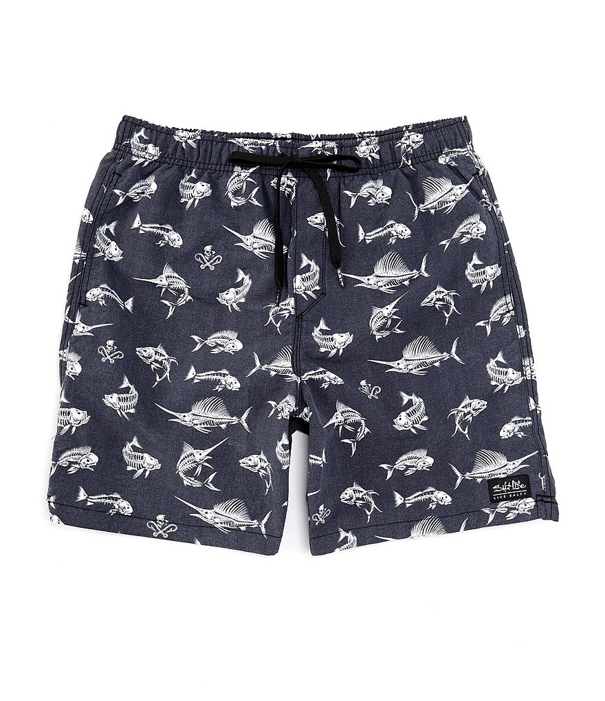 

Salt Life Family Matching Fish N 'Bones 18Шорты Volley с внешним швом, черный