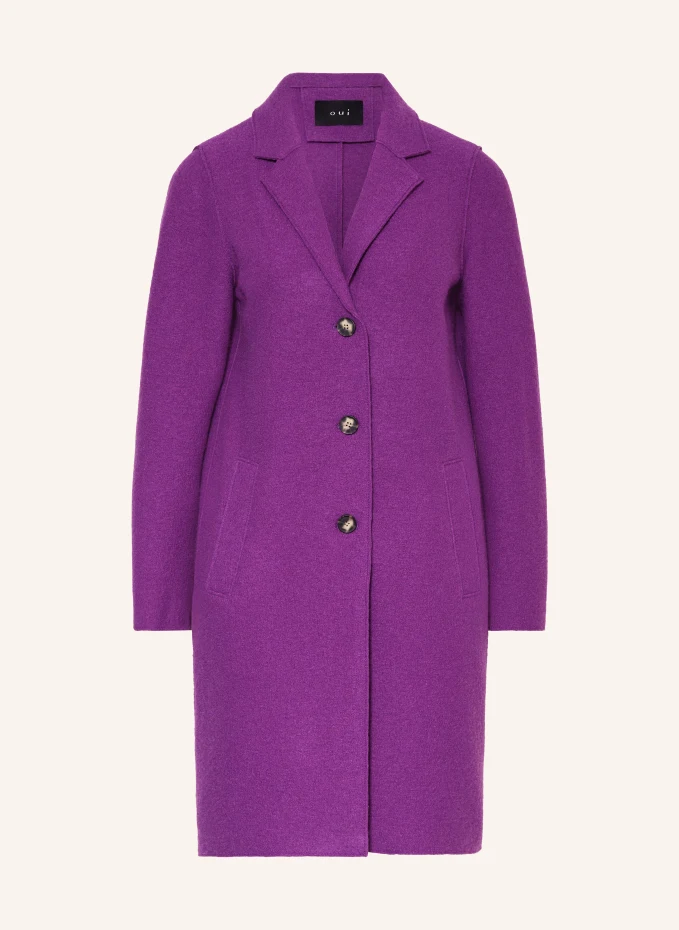Шерстяное пальто Oui, фиолетовый