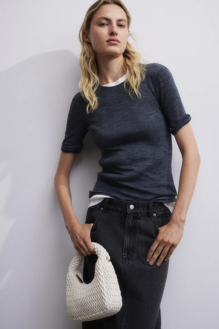 Длинная джинсовая юбка H&M, серый