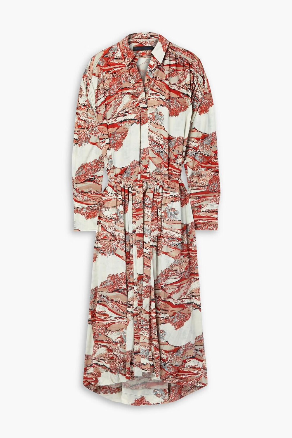 

Платье-рубашка из крепа с принтом Proenza Schouler, красный