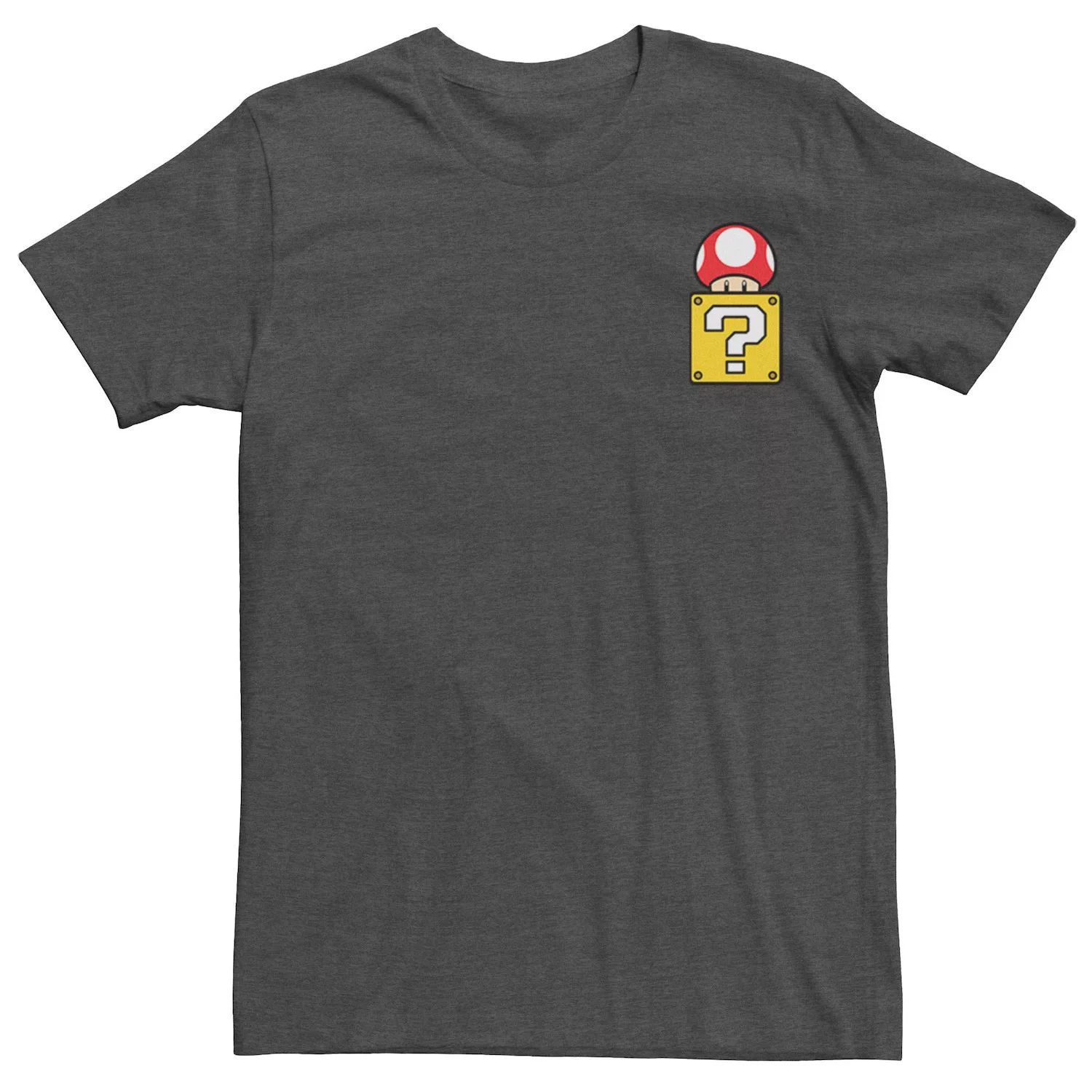 Мужская футболка Super Mario Bros. Mushroom Power Up с левым нагрудным карманом Licensed Character