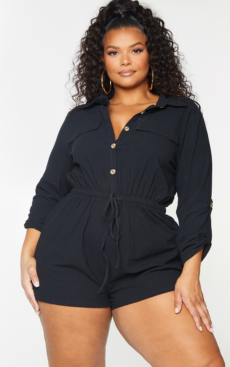 

PrettyLittleThing Черный комбинезон-комбинезон Plus с карманами