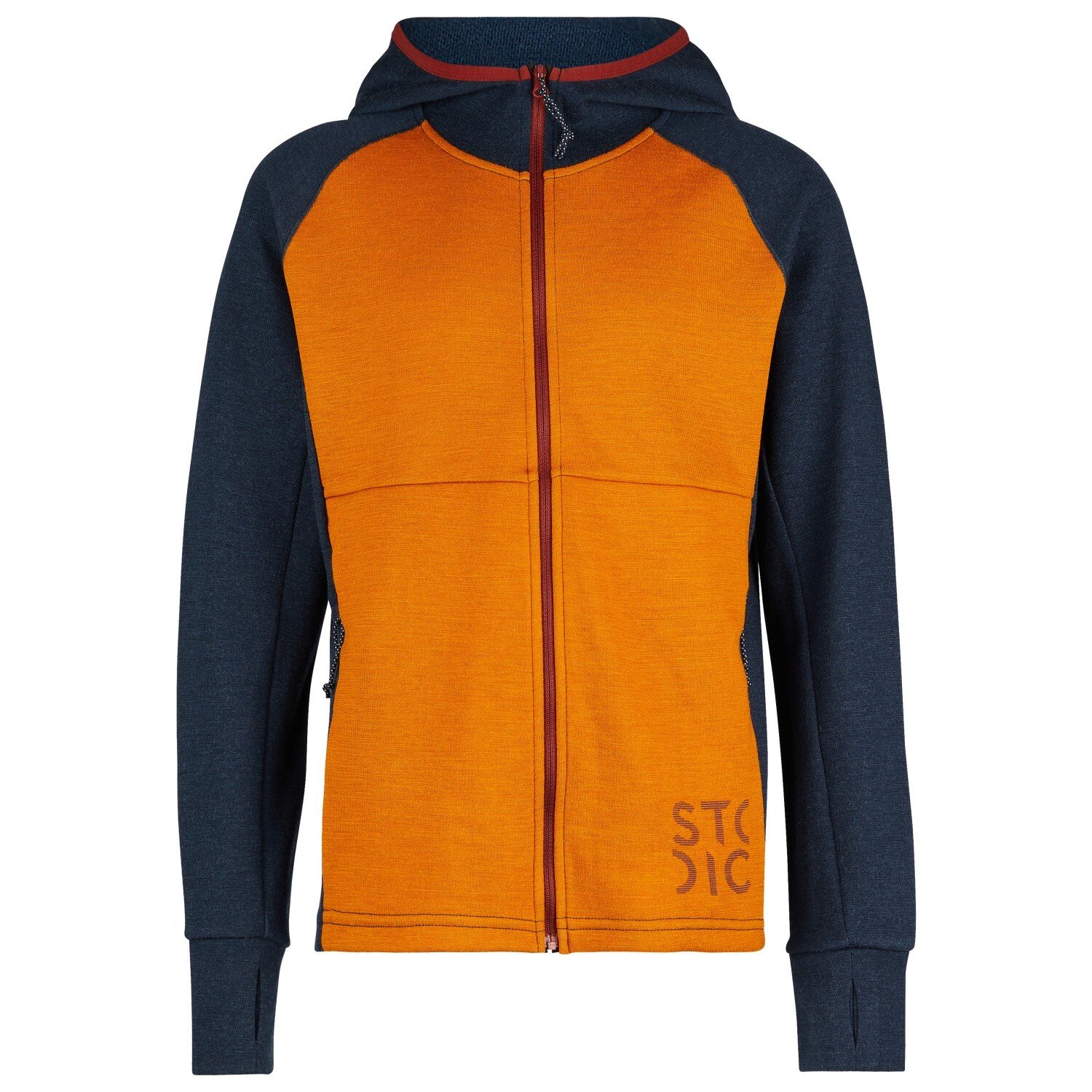 

Толстовка из мериноса Stoic Kid's Merino260 StadjanSt w Hood, цвет Pumpkin/Dark Navy