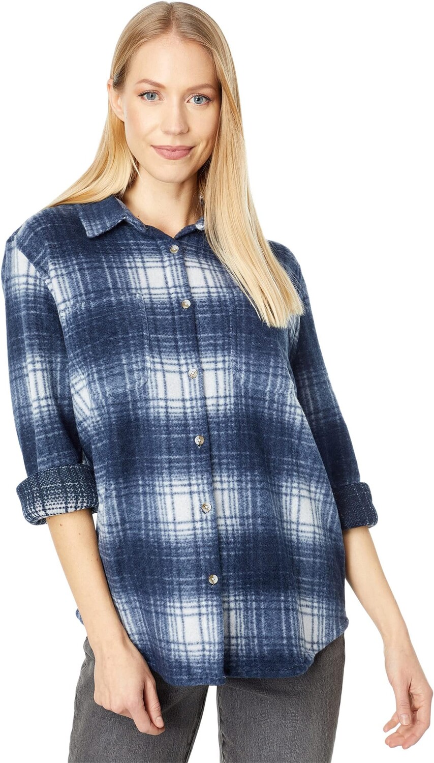 

Куртка Dylan by True Grit Lumber Plaid Sweater-Knit Shirt Jacket Shacket, синий