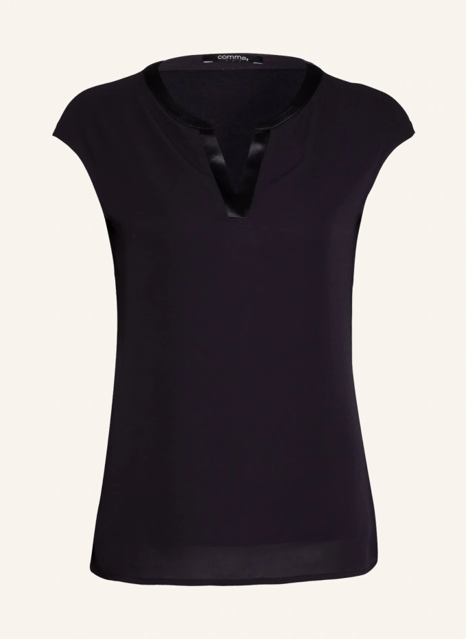 Блузка-рубашка из микса материалов Comma, синий