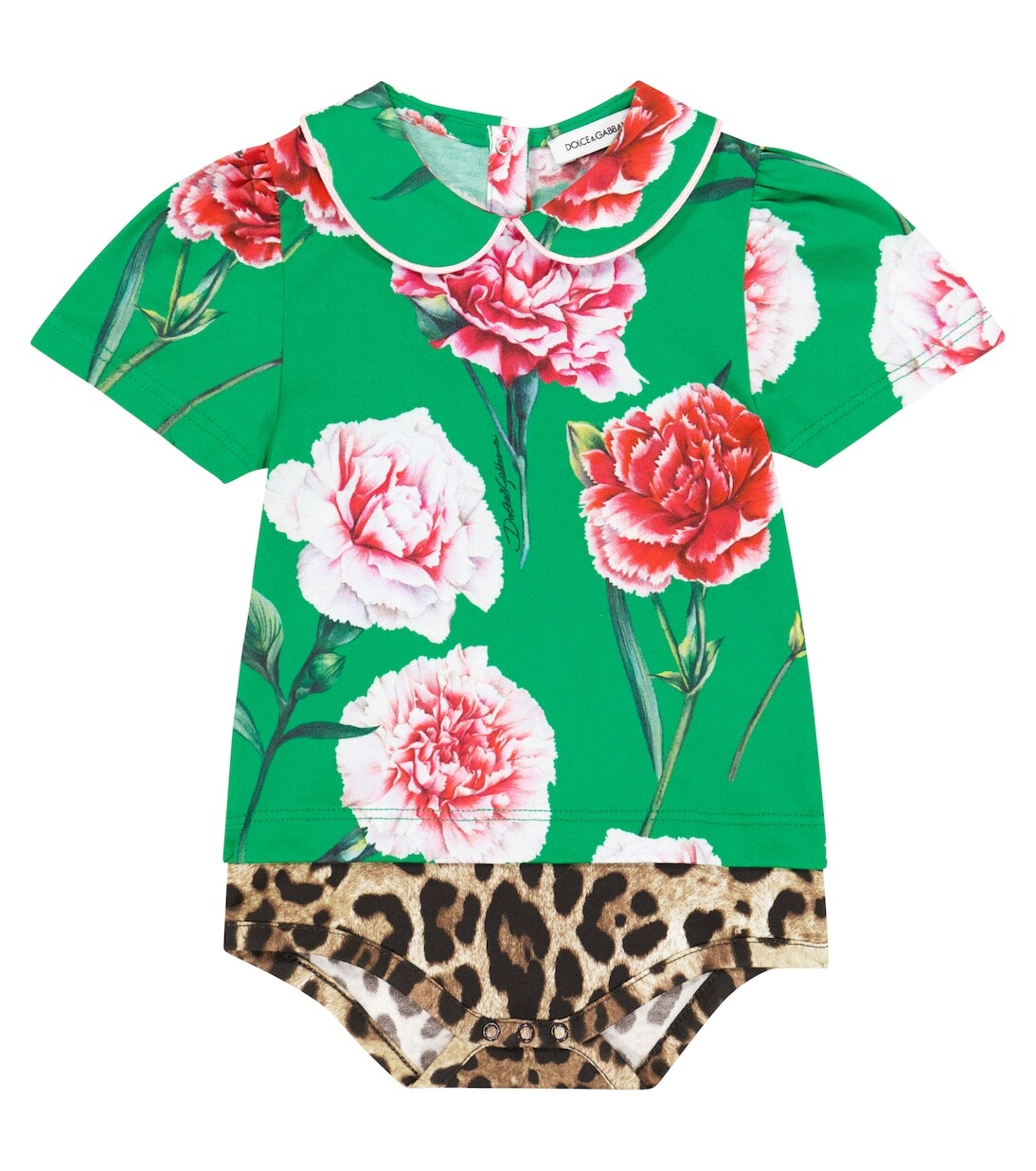 

Боди из хлопкового джерси с детским принтом Dolce&Gabbana Kids, зеленый