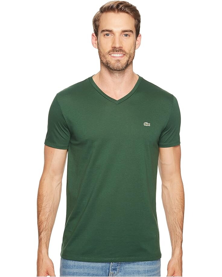 

Футболка Lacoste Short Sleeve Pima Jersey V-Neck, зеленый