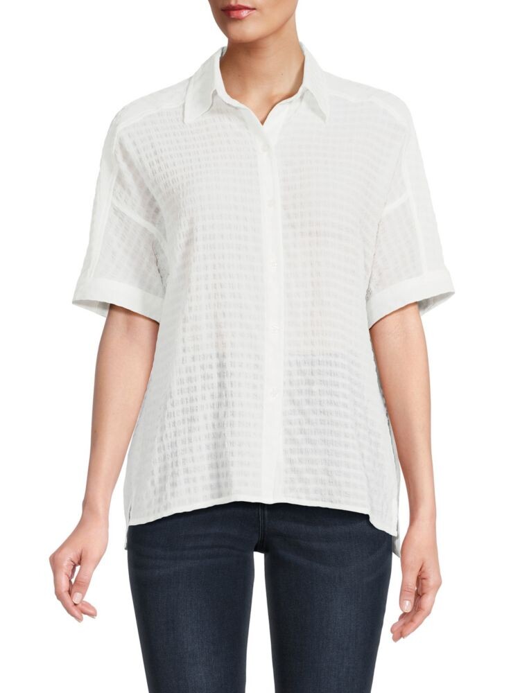 

Рубашка из жатого хлопка с короткими рукавами Max Studio, цвет Off White