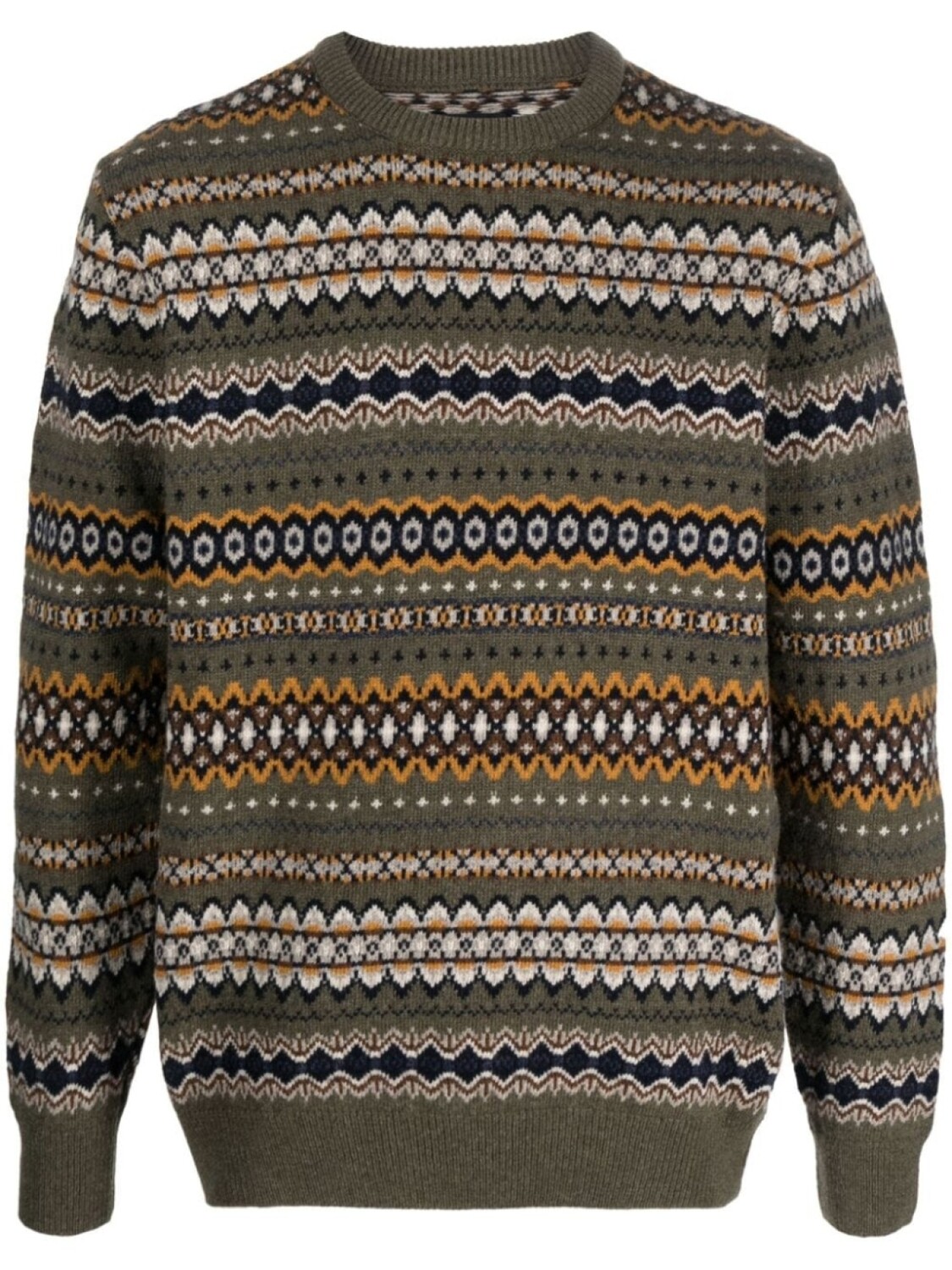 

Barbour шерстяной джемпер вязки интарсия с круглым вырезом, зеленый