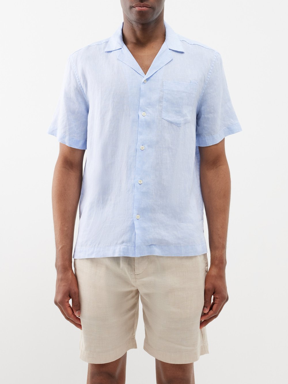 Льняная рубашка angelo с короткими рукавами Frescobol Carioca, синий