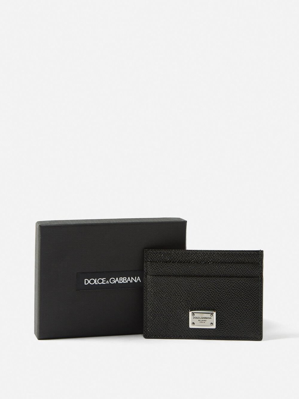 

Кожаный картхолдер с металлическим логотипом Dolce & Gabbana, черный