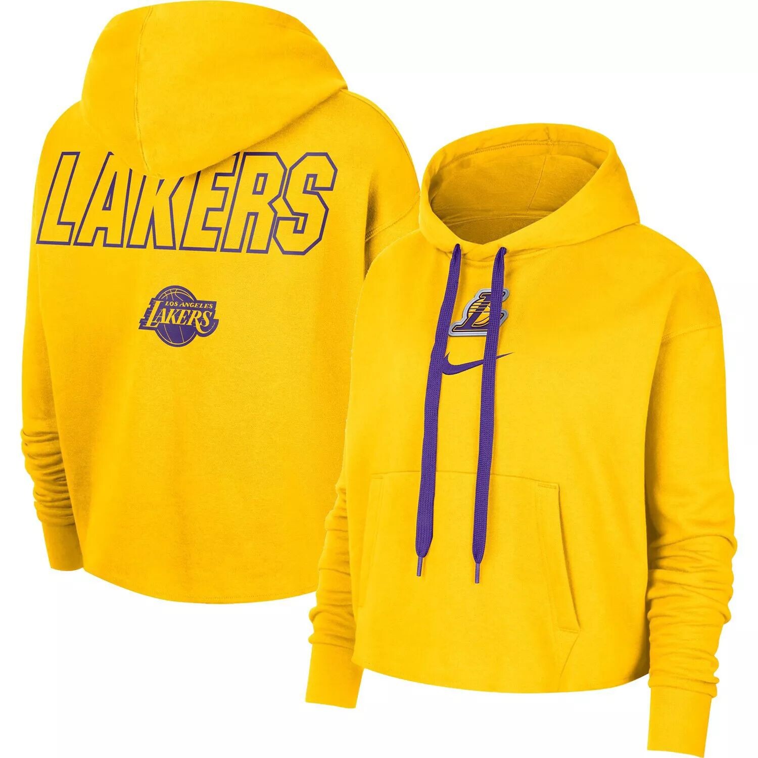 

Женский укороченный пуловер с худи Nike Gold Los Angeles Lakers Courtside Nike