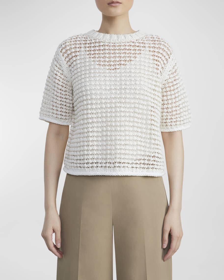 

Свитер с круглым вырезом с открытой строчкой Lafayette 148 New York, Серый