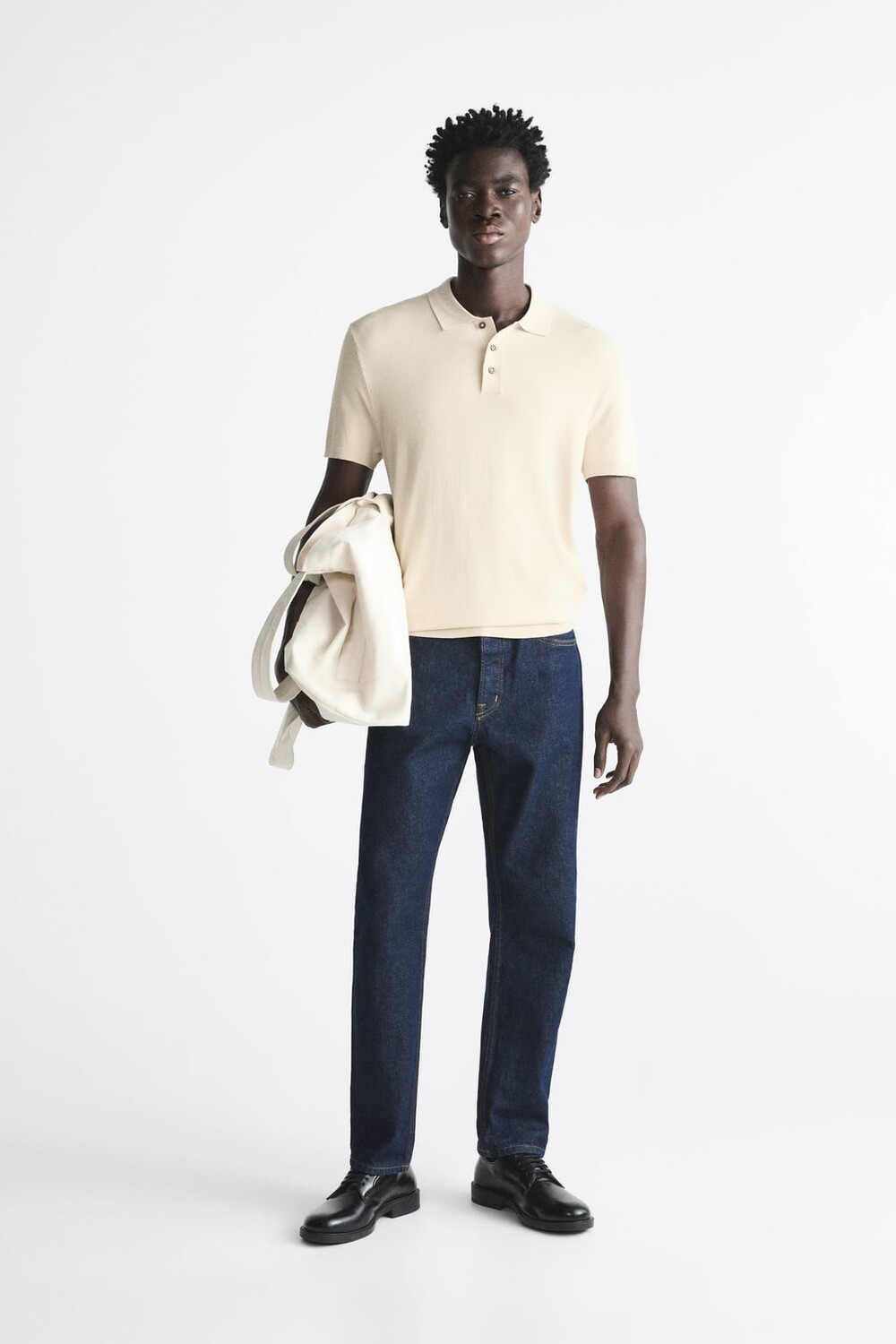 

Рубашка поло из смешанной вискозы ZARA, песочный