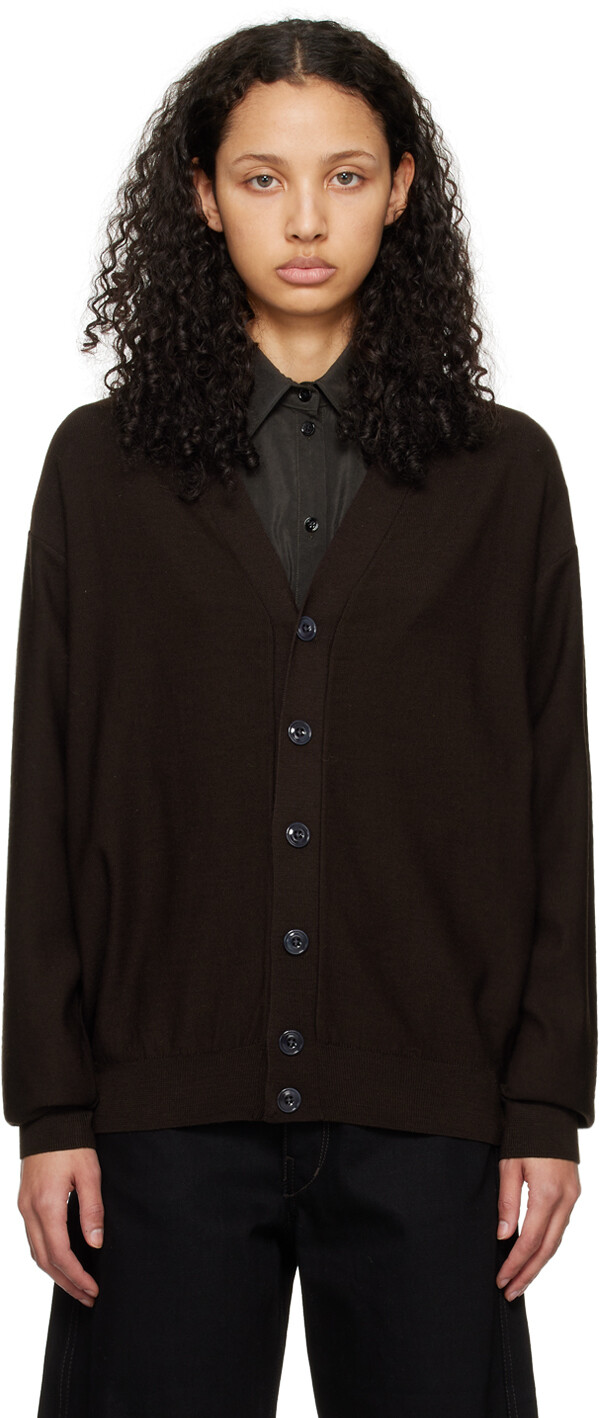 

Коричневый перекрученный кардиган Lemaire, цвет Pecan Brown