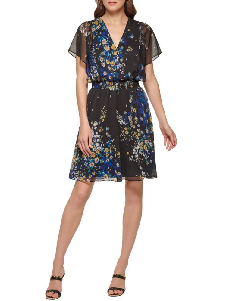 

Платье-блузон из сетки с цветочным принтом Dkny, цвет Black Multi