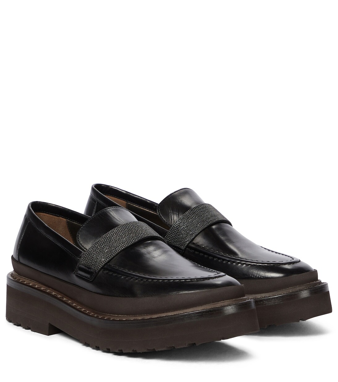 

Украшенные кожаные лоферы Brunello Cucinelli, черный