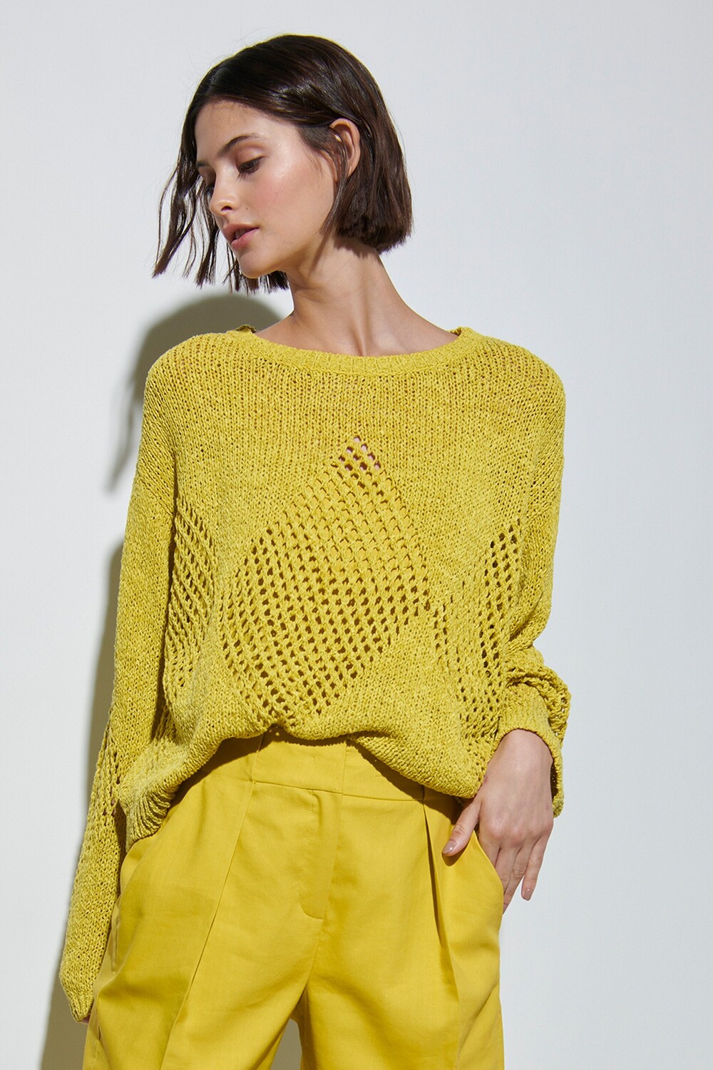 

Свитер с узором интарсия LUISA CERANO, цвет acid yellow
