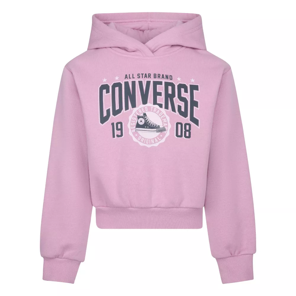 

Свитшот-пуловер с капюшоном из флиса для девочек Converse, цвет Pink