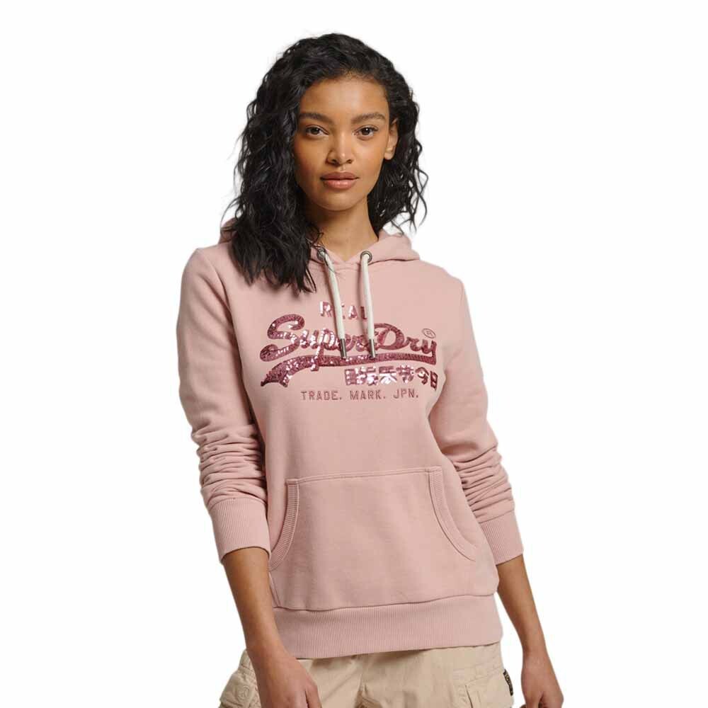 

Худи Superdry Vintage Logo Embellish Unbrushed, розовый