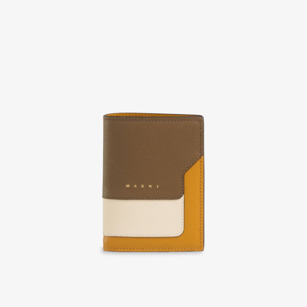 Кожаный кошелек Vanitosi с тисненым логотипом Marni, цвет cigar/shell/pumpkin