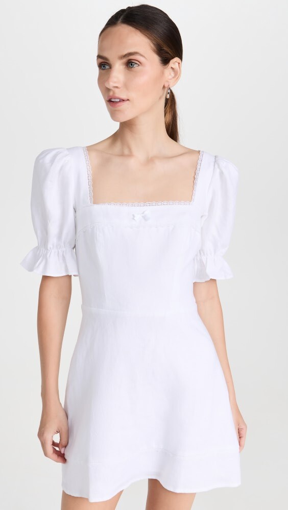 

Платье мини Reformation Evianna Linen, белый