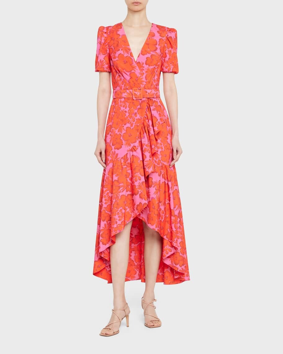 

Платье миди с поясом и цветочным принтом Badgley Mischka Collection