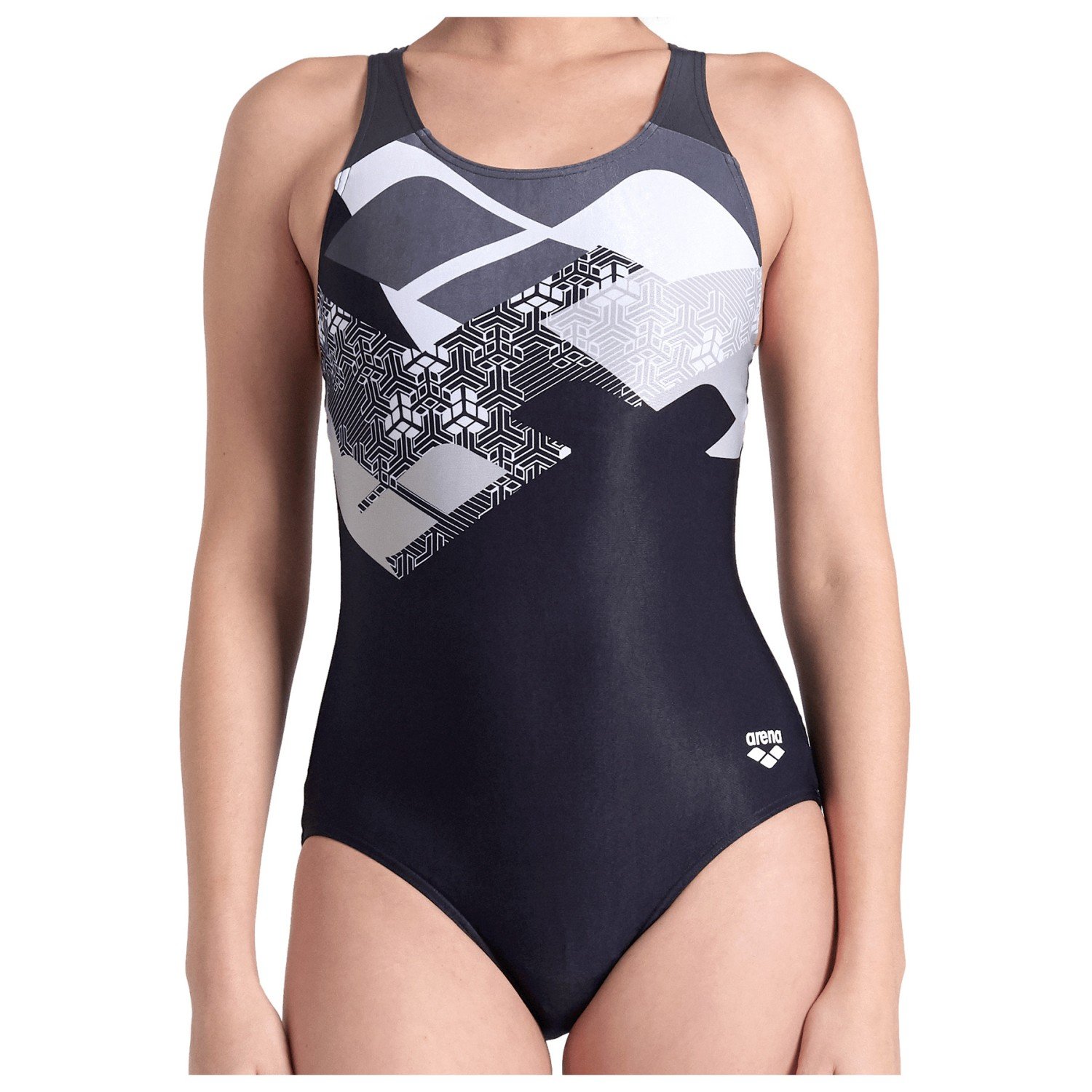 

Купальник Arena Women's Logo Kikko Swimsuit Controlpro Low B, цвет Black/Asphalt/White Multi