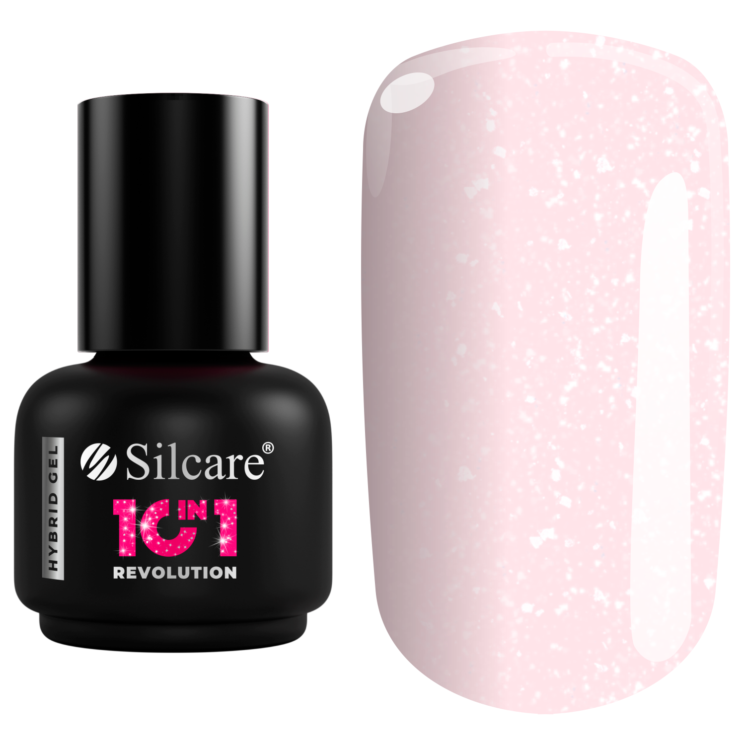 Гибридный лак для ногтей сверкающий розовый Silcare 10In1, 15 мл