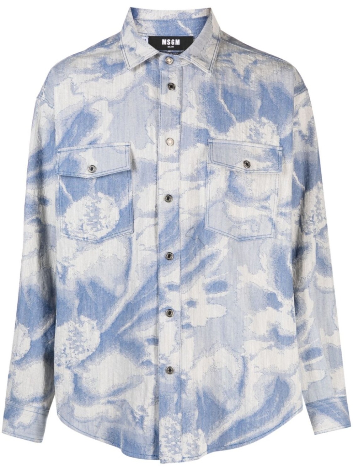 

Джинсовая рубашка с жаккардовым узором MSGM, синий