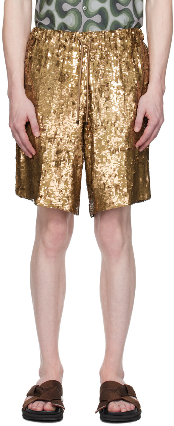 

Золотые шорты с украшением Dries Van Noten