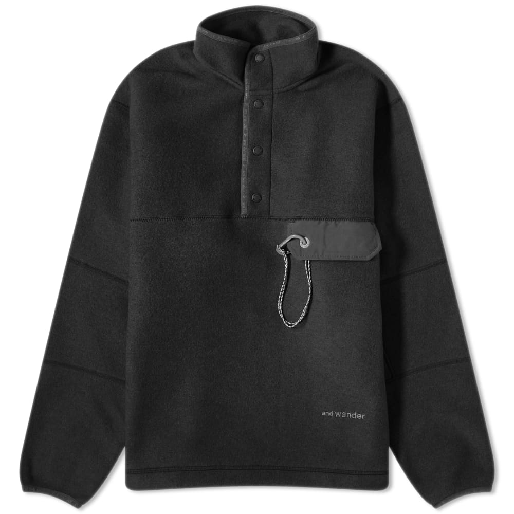 And Wander Шерстяной флисовый пуловер, черный 37551