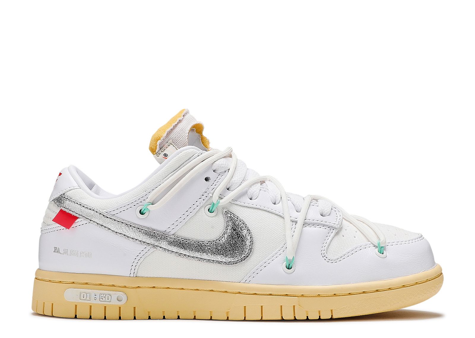 Кроссовки Nike Off-White X Dunk Low 'Lot 01 Of 50', белый
