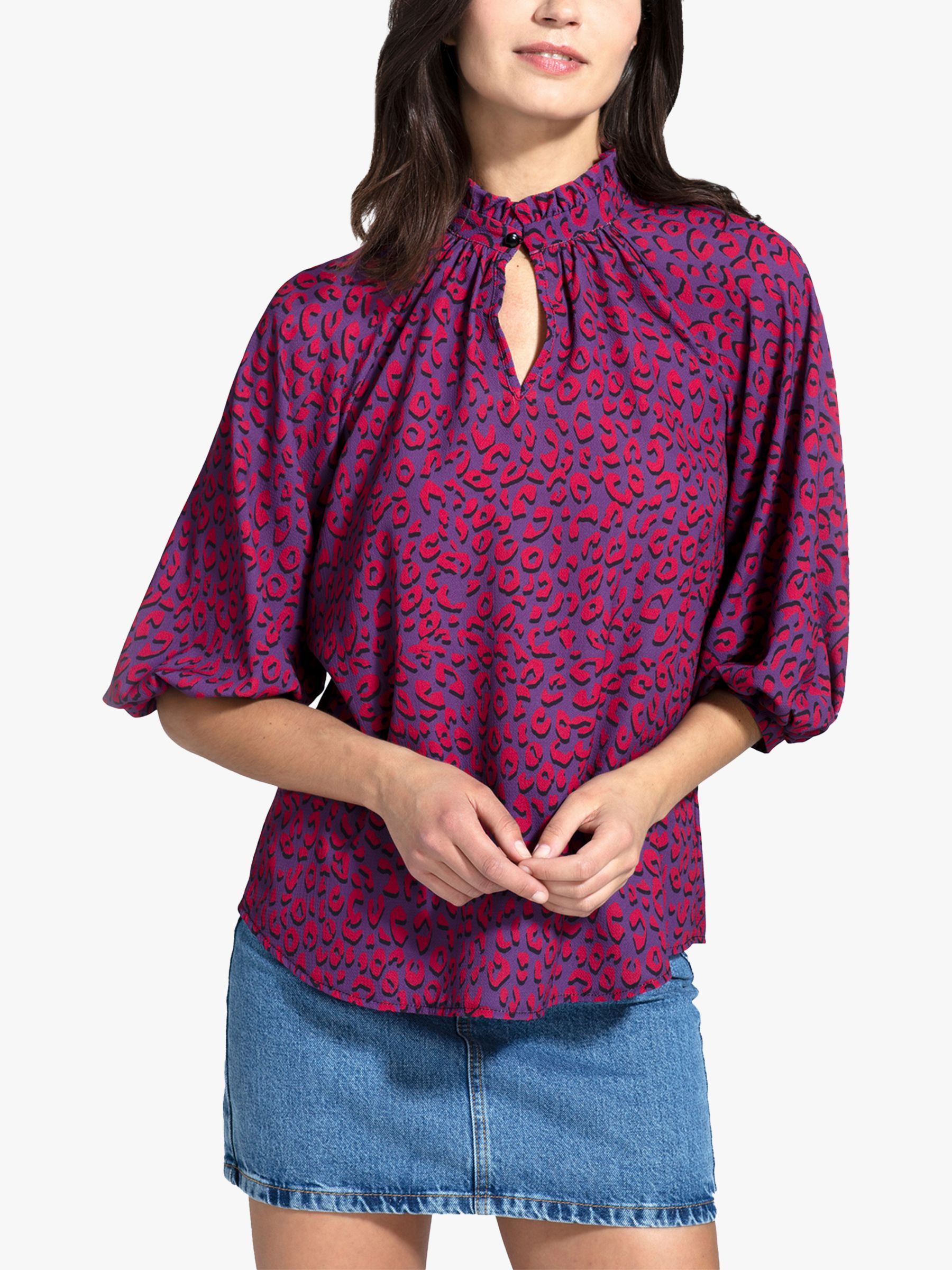 Блузка с леопардовым принтом HotSquash, фиолетовый
