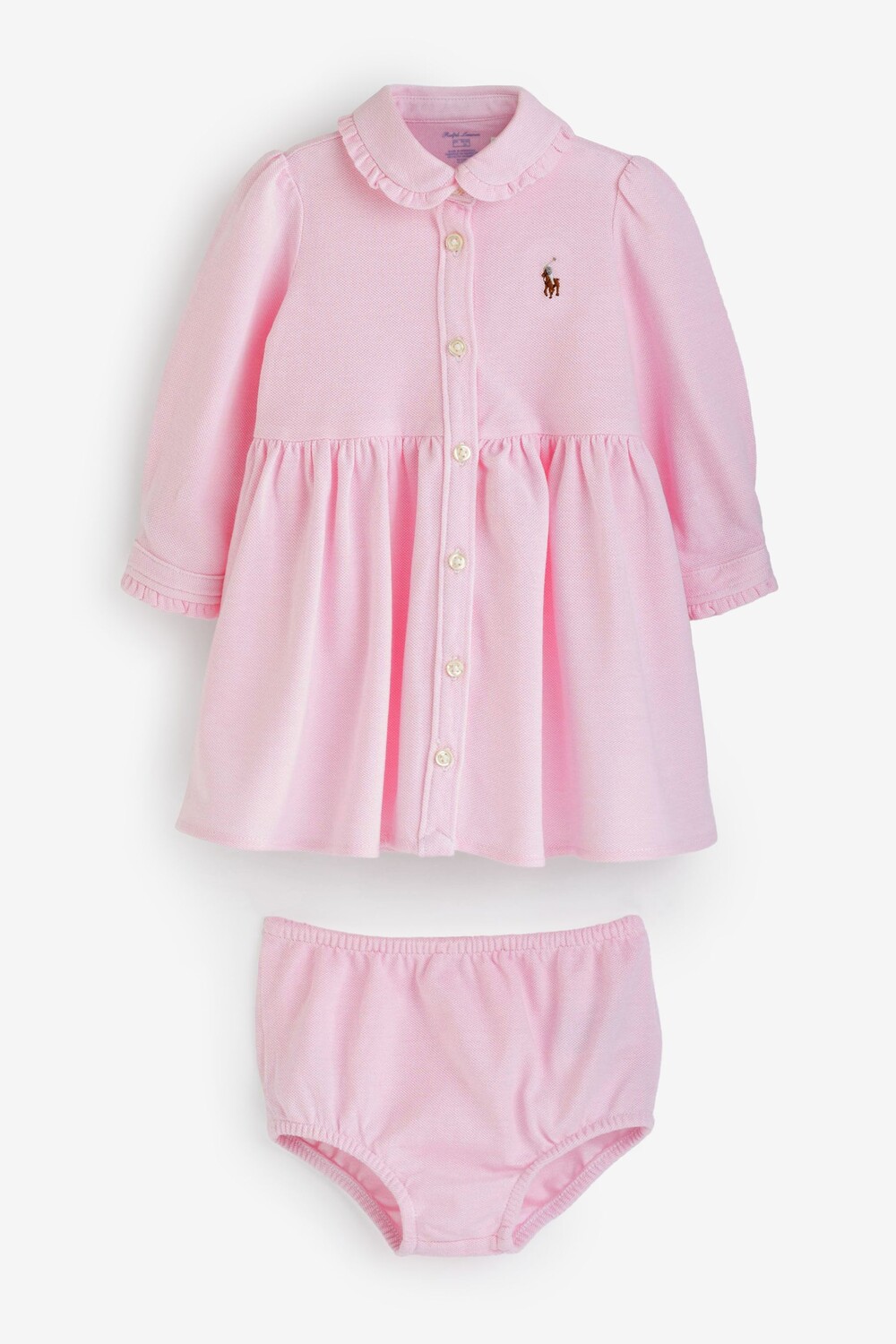 

Розовое детское платье-рубашка с длинными рукавами Polo Ralph Lauren, розовый