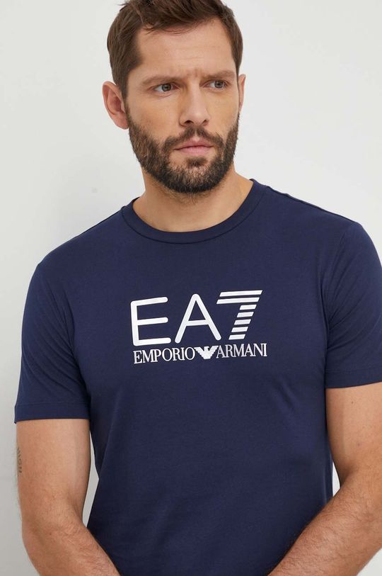 Хлопковая футболка EA7 Emporio Armani, темно-синий