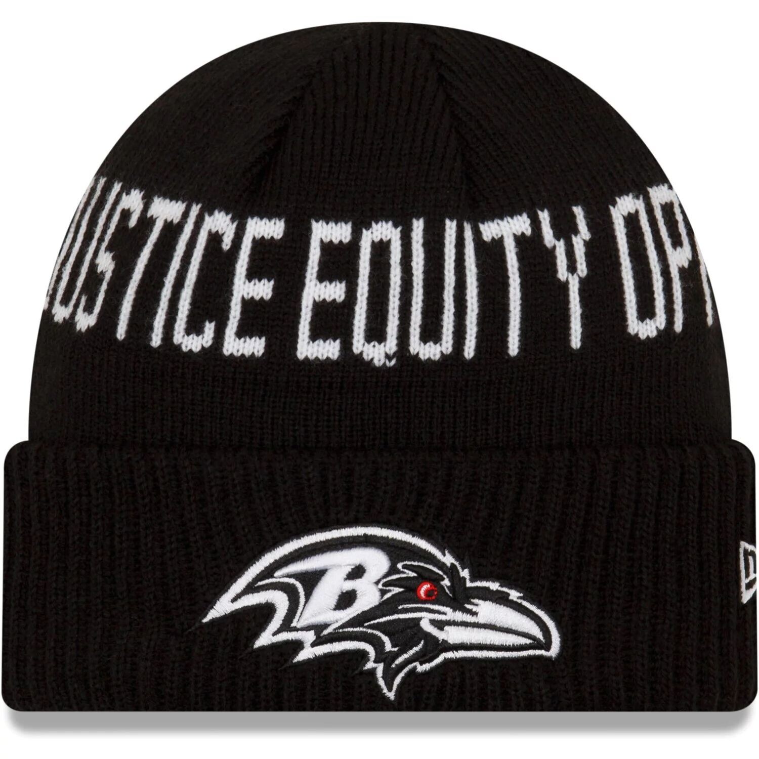 

Мужская черная вязаная шапка New Era Baltimore Ravens Team Social Justice с манжетами