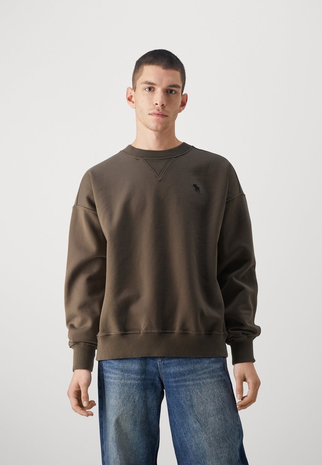 

Толстовка Premium Heavyweight Icon Crew Abercrombie & Fitch, цвет morel