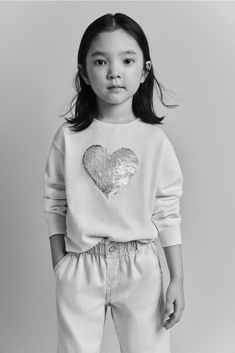 

Рубашка с двусторонними пайетками H&M, белый