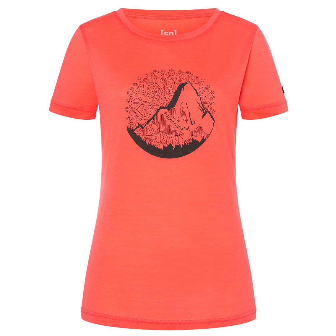 

Рубашка из мериноса Super Natural Women's Mountain Mandala Tee, цвет Living Coral/Stone Grey