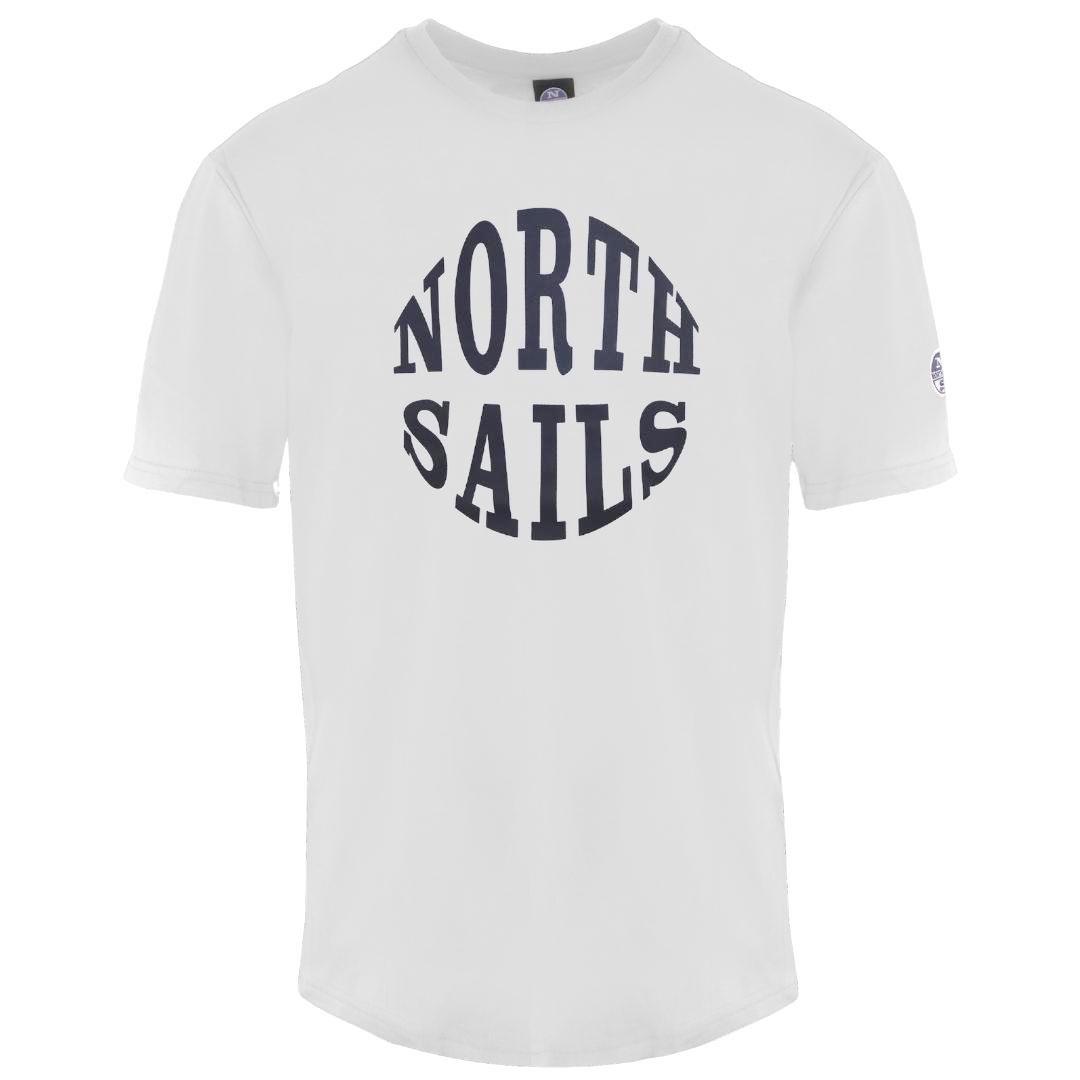 Белая футболка с круглым логотипом North Sails, белый темно синяя футболка с круглым логотипом north sails синий