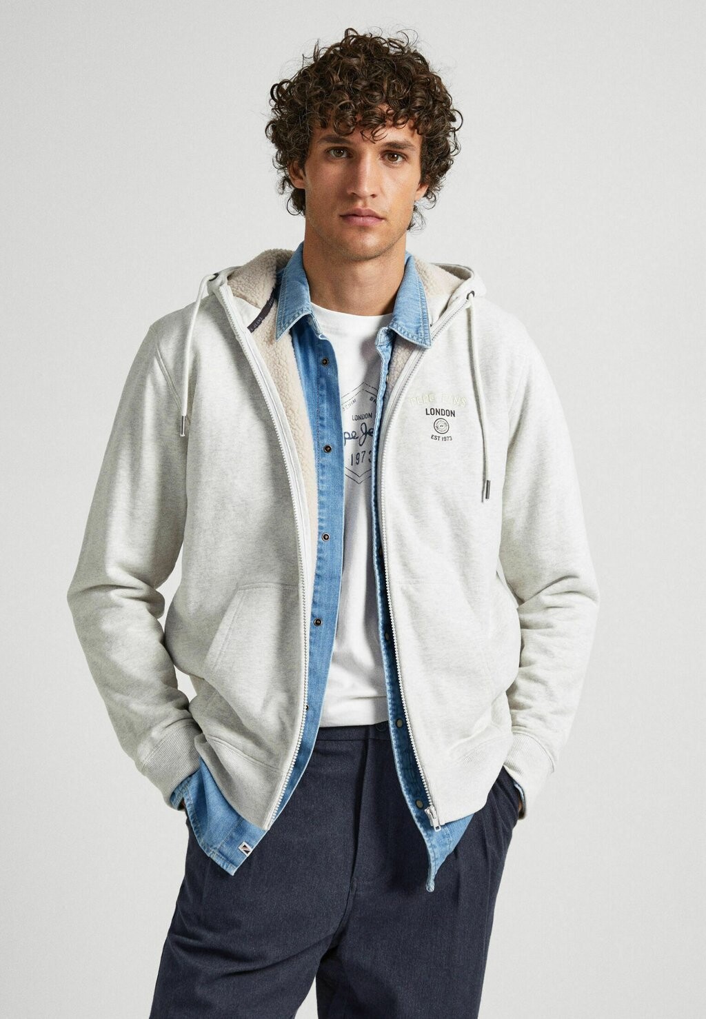 

Толстовка на молнии Hoodie Moraes Pepe Jeans, цвет light grey