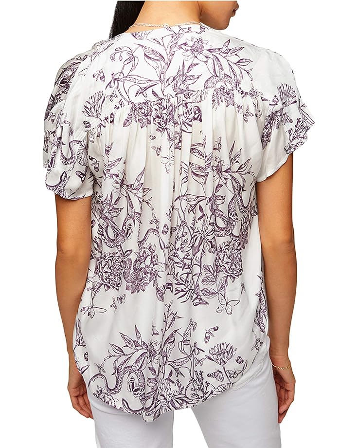 

Топ 7 For All Mankind Short Sleeve Shirred Top, цвет Purple Magic Garden