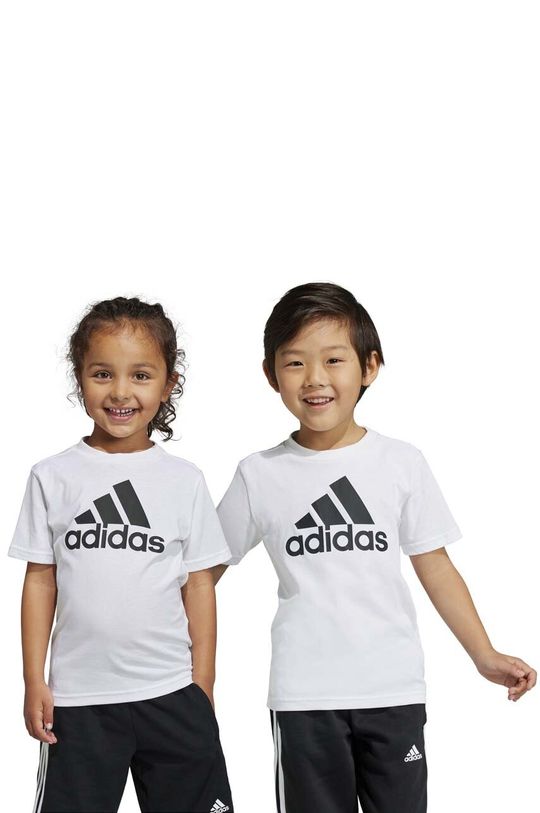 Детская хлопковая футболка LK BL CO. adidas, белый детская хлопковая футболка adidas lk bl co белый