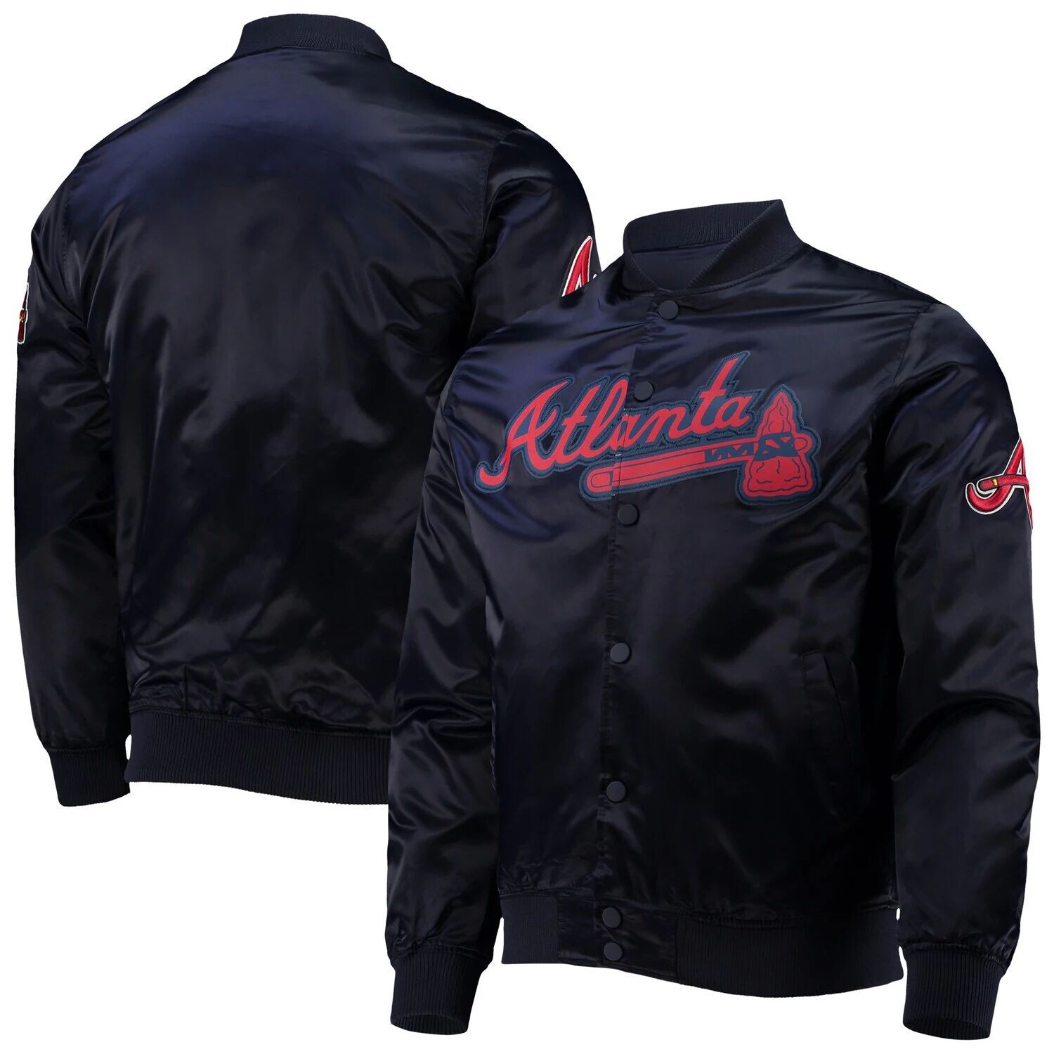 

Мужская атласная куртка с длинными кнопками Pro Standard Atlanta Braves Wordmark темно-синего цвета, Синий
