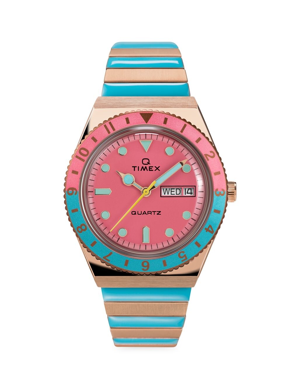 

Часы Q Timex Malibu с ремешком расширения из нержавеющей стали Timex, золотой