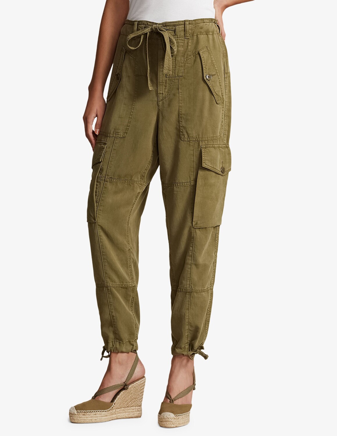 

Брюки из смесового льна Ralph Lauren, оливковый